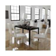 Ensemble de table à manger sept pièces noir et blanc