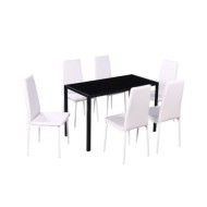 Ensemble de table à manger sept pièces noir et blanc