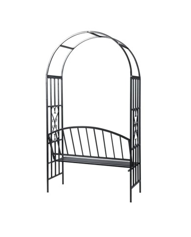 Voûte à roses de jardin avec banc
