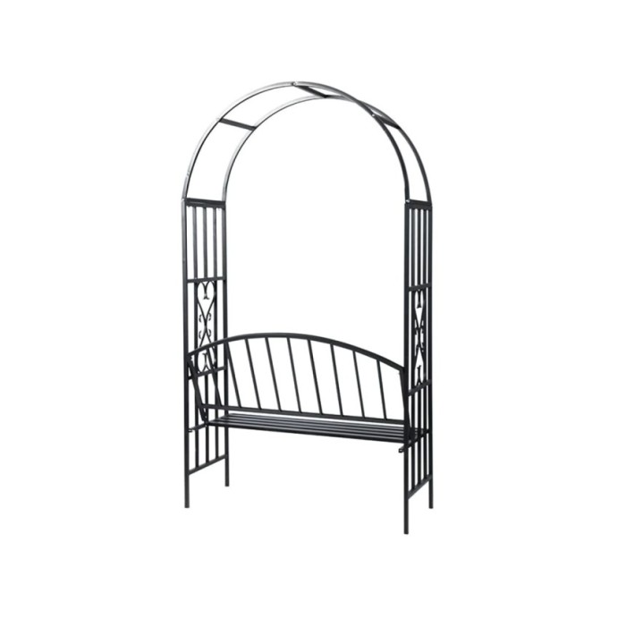 Voûte à roses de jardin avec banc
