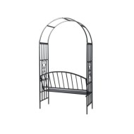 Voûte à roses de jardin avec banc