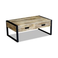 Table basse avec 2 tiroirs Bois de manguier massif 100 x 60 x 40 cm