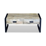 Table basse avec 2 tiroirs Bois de manguier massif 100 x 60 x 40 cm