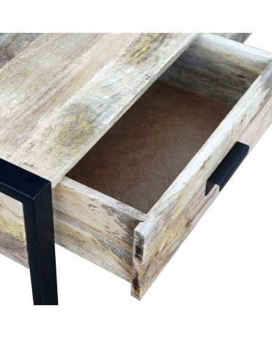Table basse avec 2 tiroirs Bois de manguier massif 100 x 60 x 40 cm