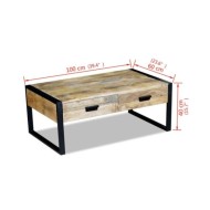 Table basse avec 2 tiroirs Bois de manguier massif 100 x 60 x 40 cm