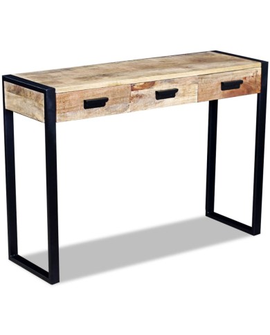 Table console avec 3 tiroirs Bois de manguier 110 x 35 x 78 cm