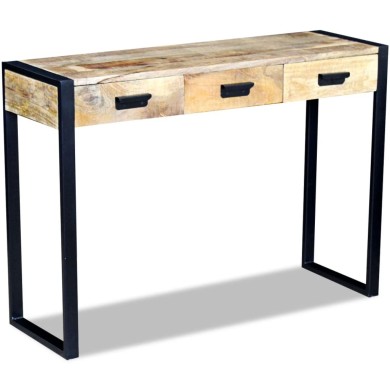 Table console avec 3 tiroirs Bois de manguier 110 x 35 x 78 cm