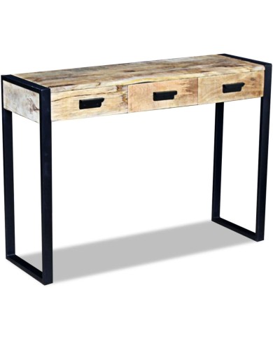 Table console avec 3 tiroirs Bois de manguier 110 x 35 x 78 cm