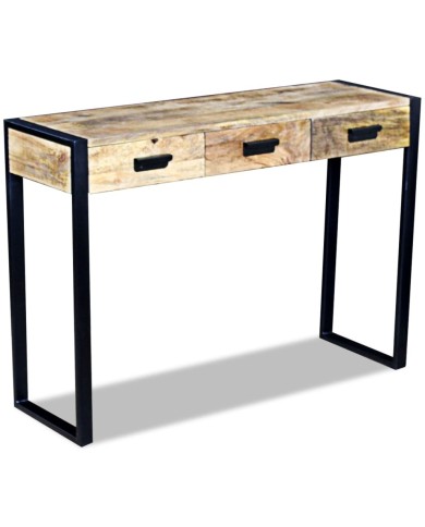 Table console avec 3 tiroirs Bois de manguier 110 x 35 x 78 cm