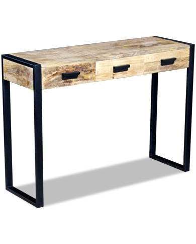 Table console avec 3 tiroirs Bois de manguier 110 x 35 x 78 cm