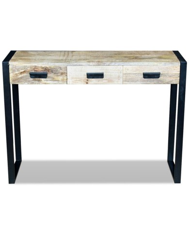 Table console avec 3 tiroirs Bois de manguier 110 x 35 x 78 cm