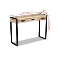 Table console avec 3 tiroirs Bois de manguier 110 x 35 x 78 cm