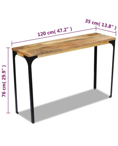 Table console Bois de manguier 120 x 35 x 76 cm