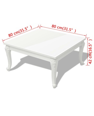 Table basse 80 x 80 x 42 cm Laquée Blanc