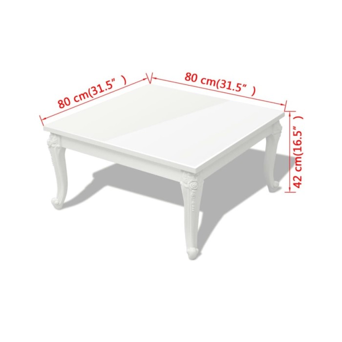Table basse 80 x 80 x 42 cm Laquée Blanc