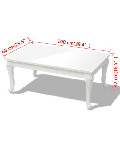 Table basse 100 x 60 x 42 cm Laquée Blanc