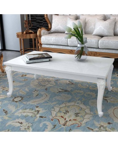 Table basse 115x65x42 cm Blanc brillant