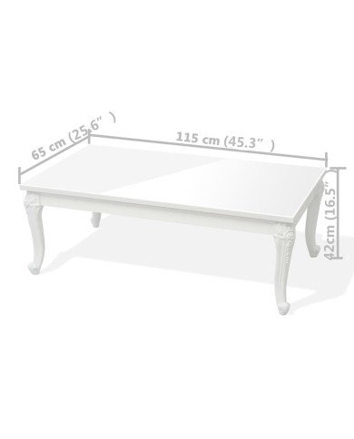 Table basse 115x65x42 cm Blanc brillant