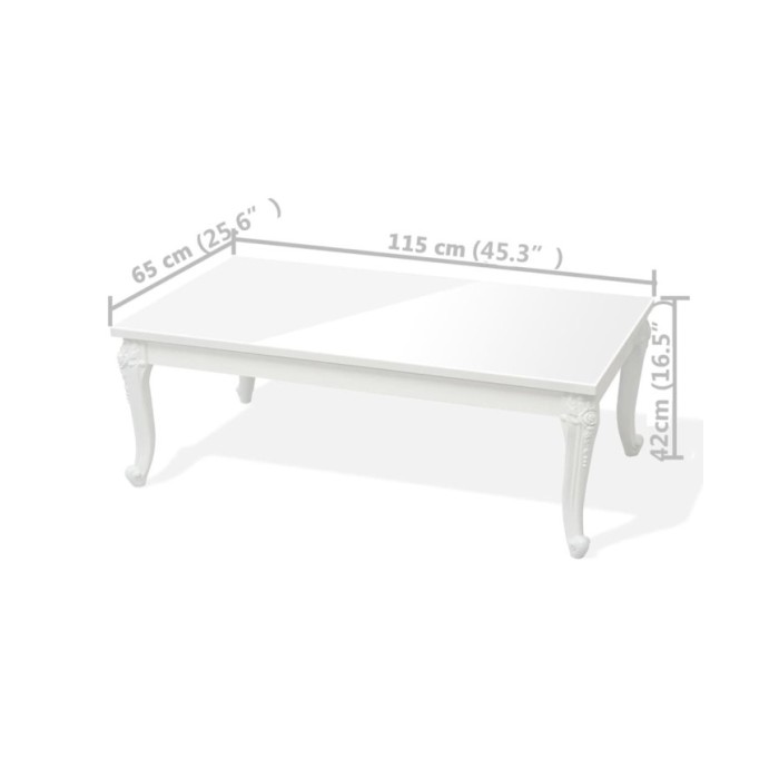 Table basse 115x65x42 cm Blanc brillant