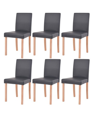 Table et chaises 7 pcs Cuir synthétique Chêne Noir