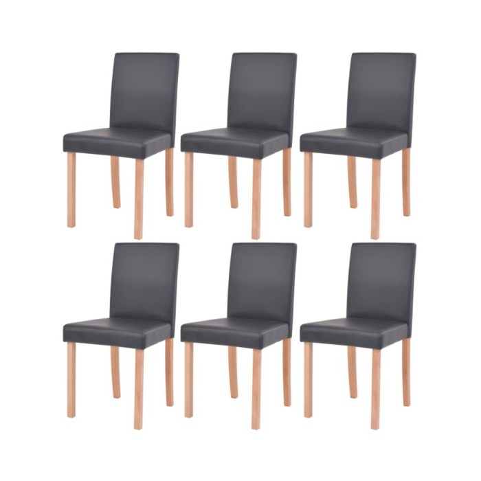 Table et chaises 7 pcs Cuir synthétique Chêne Noir