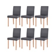 Table et chaises 7 pcs Cuir synthétique Chêne Noir
