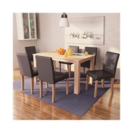 Table et chaises 7 pcs Cuir synthétique Chêne Marron