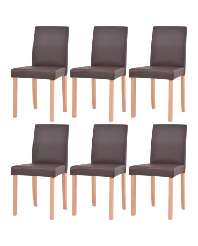 Table et chaises 7 pcs Cuir synthétique Chêne Marron