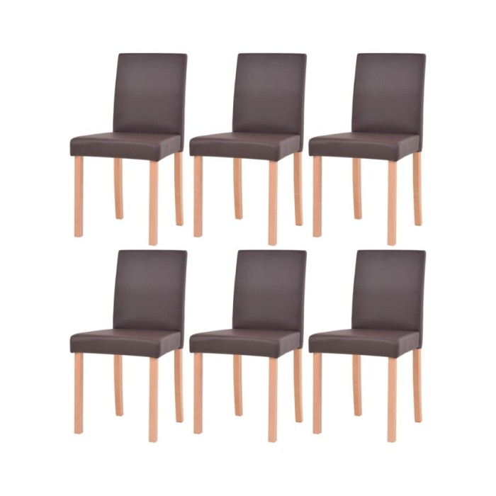 Table et chaises 7 pcs Cuir synthétique Chêne Marron