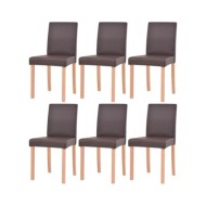 Table et chaises 7 pcs Cuir synthétique Chêne Marron