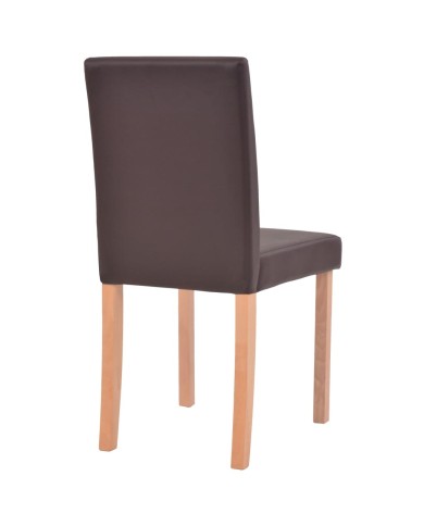 Table et chaises 7 pcs Cuir synthétique Chêne Marron
