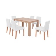 Table et chaises 7 pcs Cuir synthétique Chêne Couleur crème