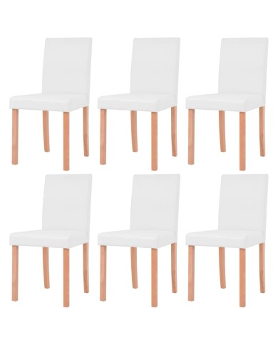 Table et chaises 7 pcs Cuir synthétique Chêne Couleur crème