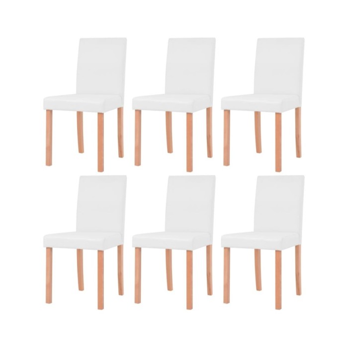 Table et chaises 7 pcs Cuir synthétique Chêne Couleur crème