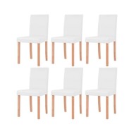 Table et chaises 7 pcs Cuir synthétique Chêne Couleur crème