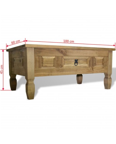 Table basse Pin mexicain Gamme Corona 100 x 60 x 45 cm