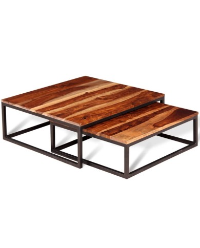 Ensemble de table basse gigogne 2 pcs Bois massif de Sesham