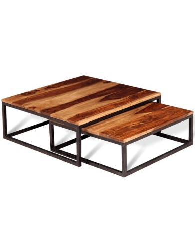 Ensemble de table basse gigogne 2 pcs Bois massif de Sesham