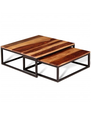 Ensemble de table basse gigogne 2 pcs Bois massif de Sesham