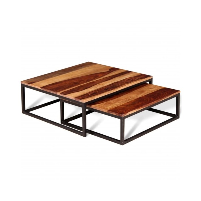 Ensemble de table basse gigogne 2 pcs Bois massif de Sesham