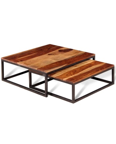 Ensemble de table basse gigogne 2 pcs Bois massif de Sesham