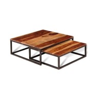 Ensemble de table basse gigogne 2 pcs Bois massif de Sesham