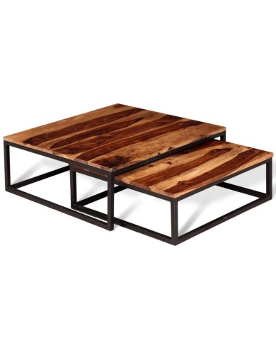 Ensemble de table basse gigogne 2 pcs Bois massif de Sesham