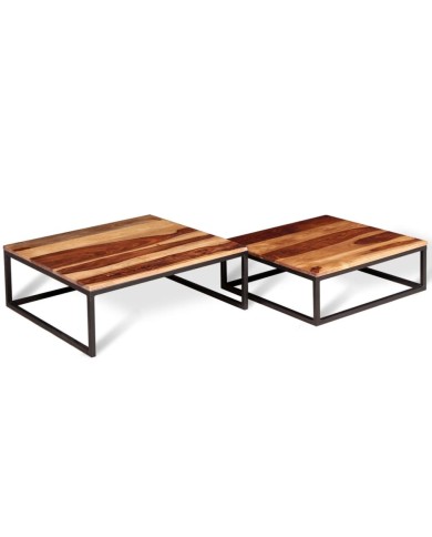 Ensemble de table basse gigogne 2 pcs Bois massif de Sesham