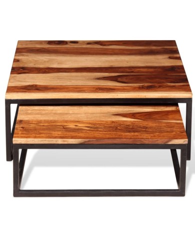 Ensemble de table basse gigogne 2 pcs Bois massif de Sesham