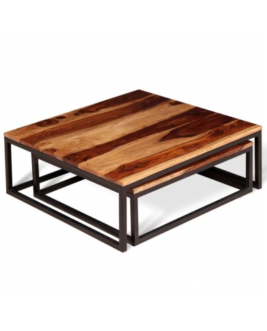 Ensemble de table basse gigogne 2 pcs Bois massif de Sesham