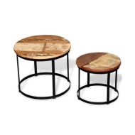 Table basse 2 pcs Bois récupéré massif Rond 40 cm / 50 cm