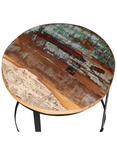 Table basse 2 pcs Bois récupéré massif Rond 40 cm / 50 cm