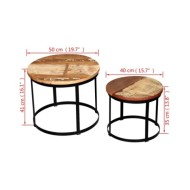 Table basse 2 pcs Bois récupéré massif Rond 40 cm / 50 cm