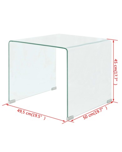 Table basse 49,5 x 50 x 45 cm Verre trempé Transparent
